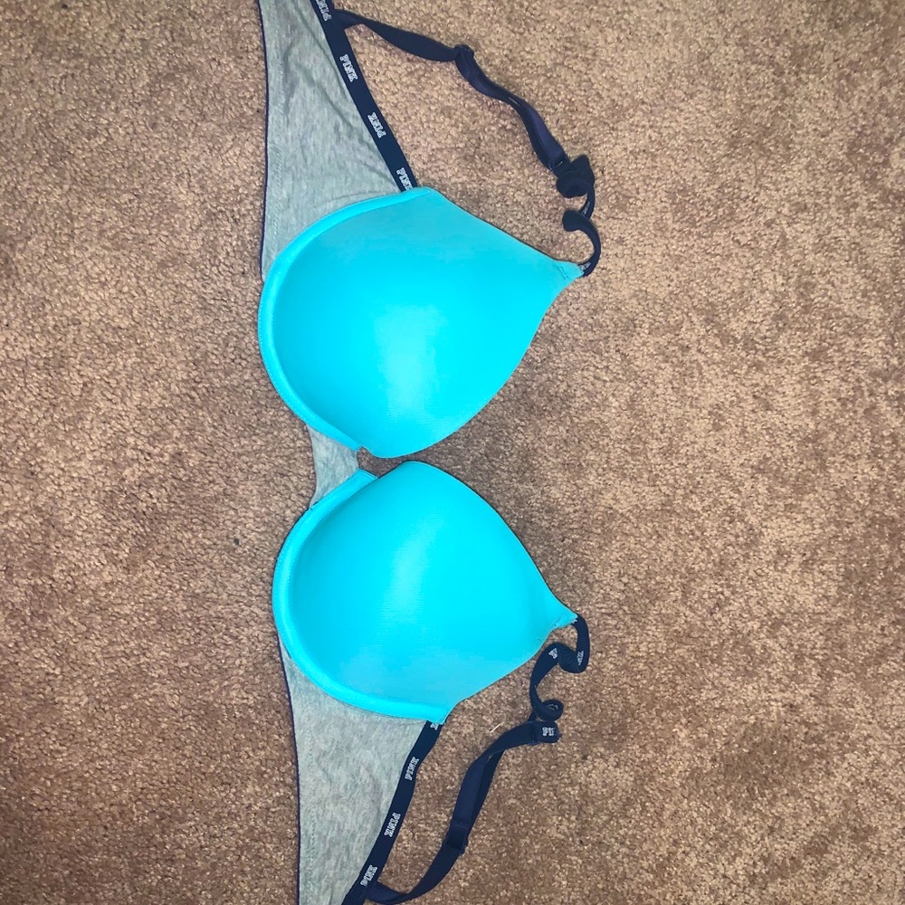 Pink Victoria secret blue push up bra